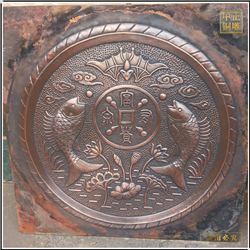 鑄銅關公 九鯉荷花鍛銅浮雕