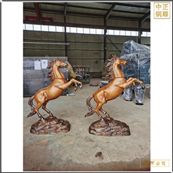 純銅小號一對馬到成功雕塑 純銅小號一對馬到成功雕塑