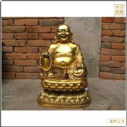 鑄銅關公 彩繪彌勒佛銅像