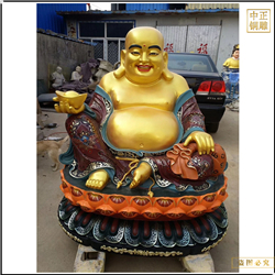 鑄銅關公 寺廟彩繪鎏金彌勒佛銅像