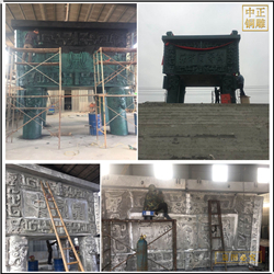 鑄銅關(guān)公 大型純銅鼎安裝