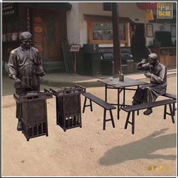 鑄銅關(guān)公 步行街商場(chǎng)門前吃飯銅雕塑