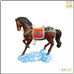 鑄銅關公 小型擺件銅馬雕塑