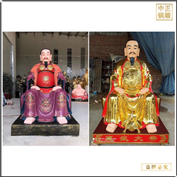 鑄銅關公 彩繪小型真武大帝雕塑