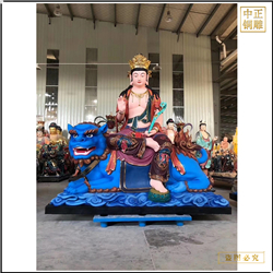 鑄銅關公 彩繪文殊普賢銅佛像批發(fā)廠