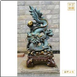鑄銅關公 辦公室同龍雕塑擺件