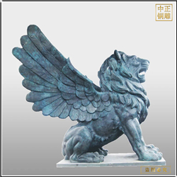 鑄銅關公 帶翅膀的銅雕飛獅