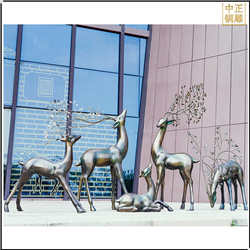 大型室外仿銅鹿動物雕塑 大型室外仿銅鹿動物雕塑