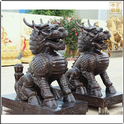 坐像銅麒麟雕塑定制 坐像銅麒麟雕塑定制