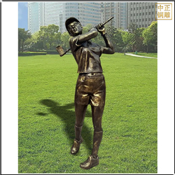 鑄銅關(guān)公 打高爾夫人物景觀雕塑
