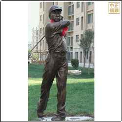 鑄銅關公 帶紅領巾打高爾夫人物雕塑