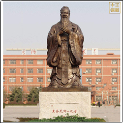 鑄銅關公 純黃銅孔子站像銅雕