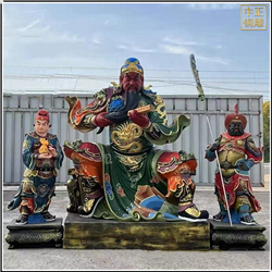 鑄銅關公 彩繪夜讀春秋關公銅像