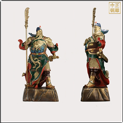 鑄銅關公 彩繪站像關公銅雕塑