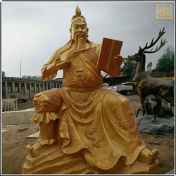 鑄銅關公 純黃銅關公看書雕像