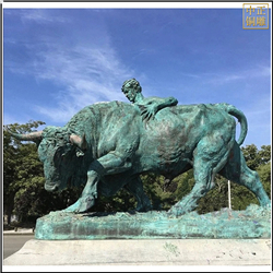 鑄銅關公 廣場大型人與銅牛雕塑