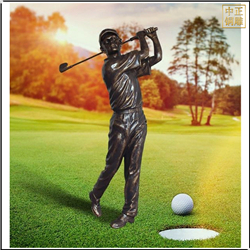 鑄銅關公 少女打高爾夫銅雕塑