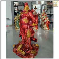 鑄銅關公 大型紅衣銅關公雕塑擺件