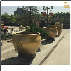 鑄銅關公 園林銅缸擺件定制