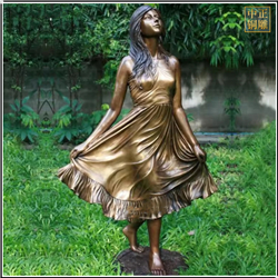 鑄銅關公 穿裙子女孩人物雕塑