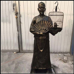 古代遛鳥人物銅雕 古代遛鳥人物銅雕